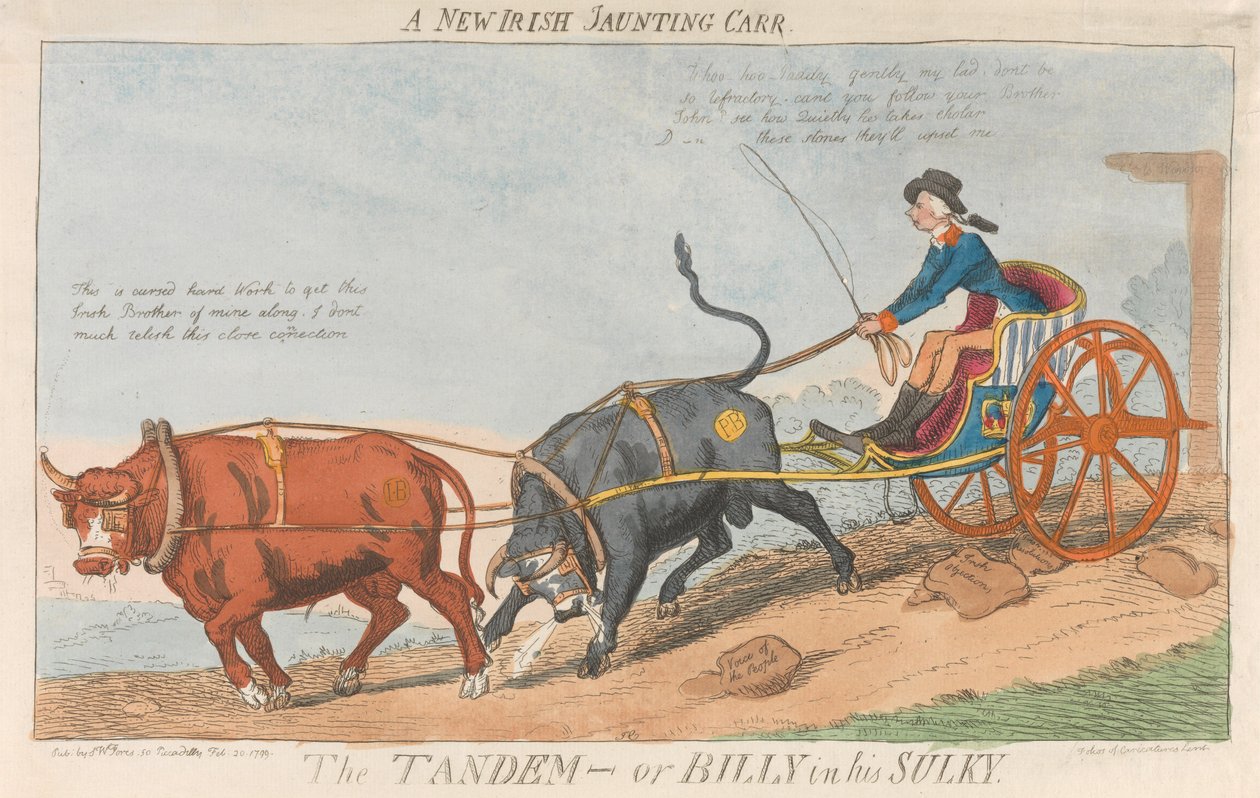 Ein neuer irischer Jaunting Carr. Das Tandem - oder Billy in seinem Sulky alkotó: Isaac Cruikshank