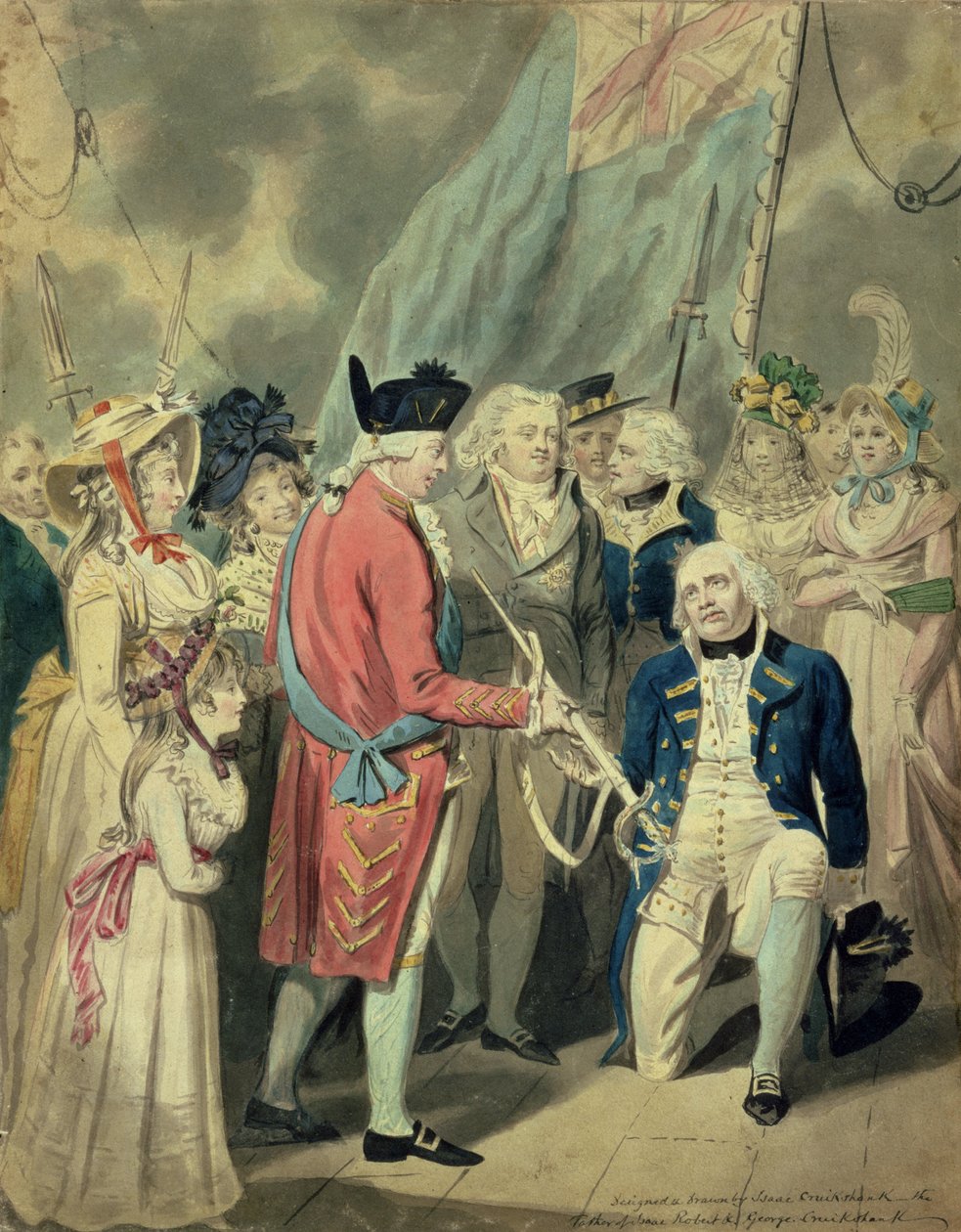 Collingwood admirális (1750-1810) Ezüstkard átvétele (akvarell papíron) alkotó: Isaac Cruikshank