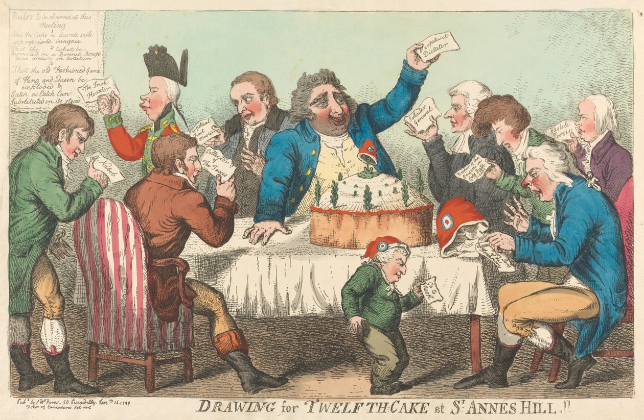 Zeichnung für den Zwölften-Kuchen in St. Annes Hill alkotó: Isaac Cruikshank