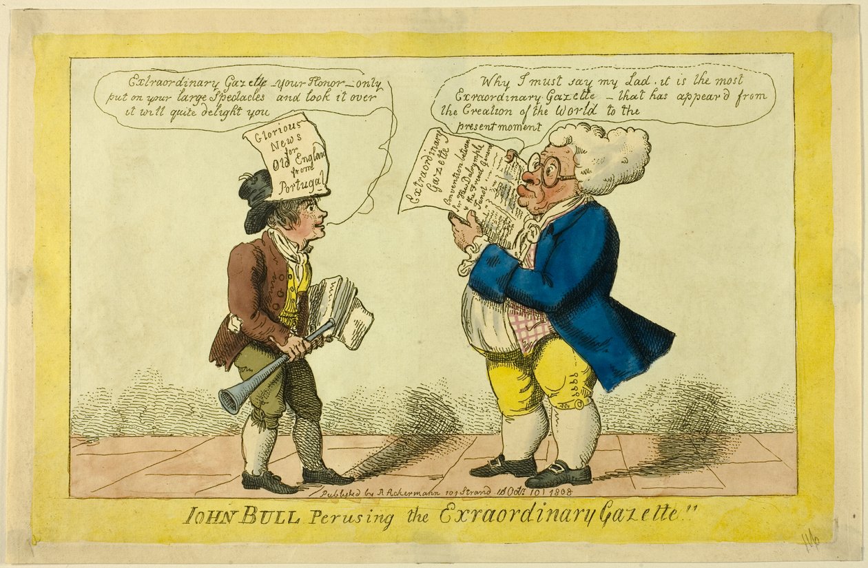 John Bull a Rendkívüli Közlönyben olvasgatva alkotó: Isaac Cruikshank