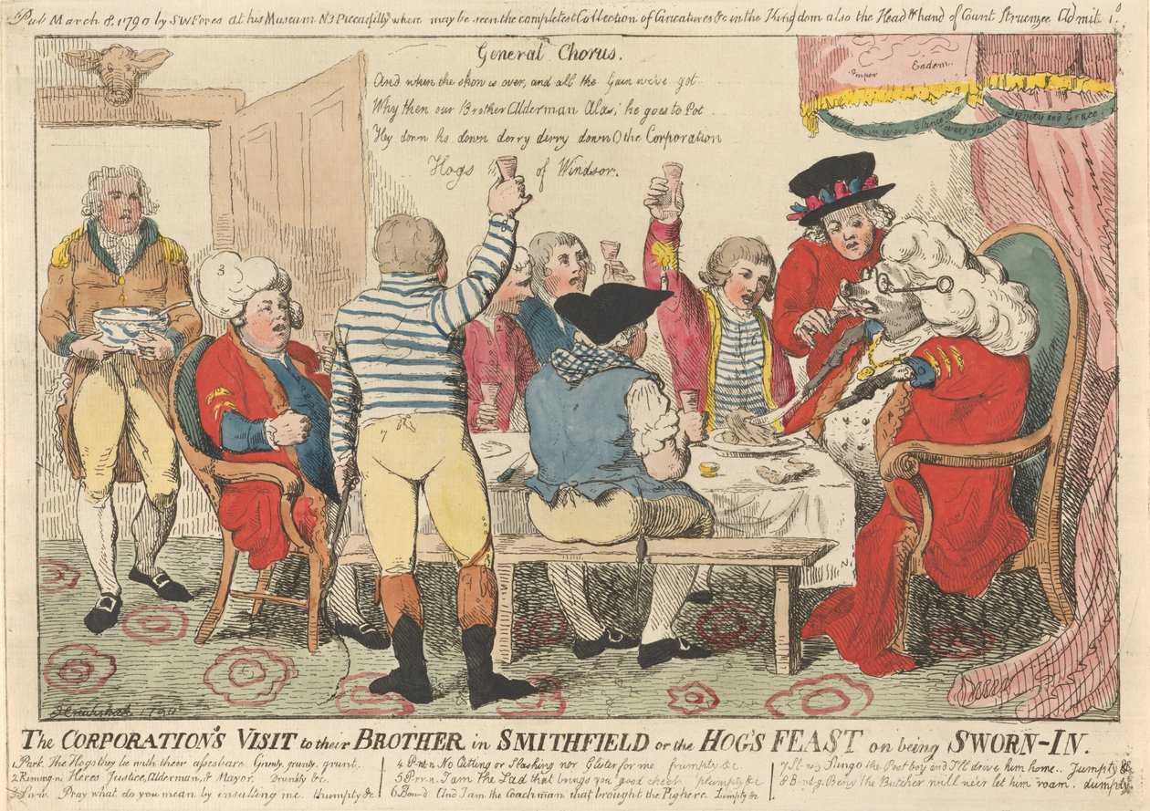 Der Besuch der Corporation bei ihrem Bruder in Smithfield oder das Schweinefest bei der Vereidigung alkotó: Isaac Cruikshank