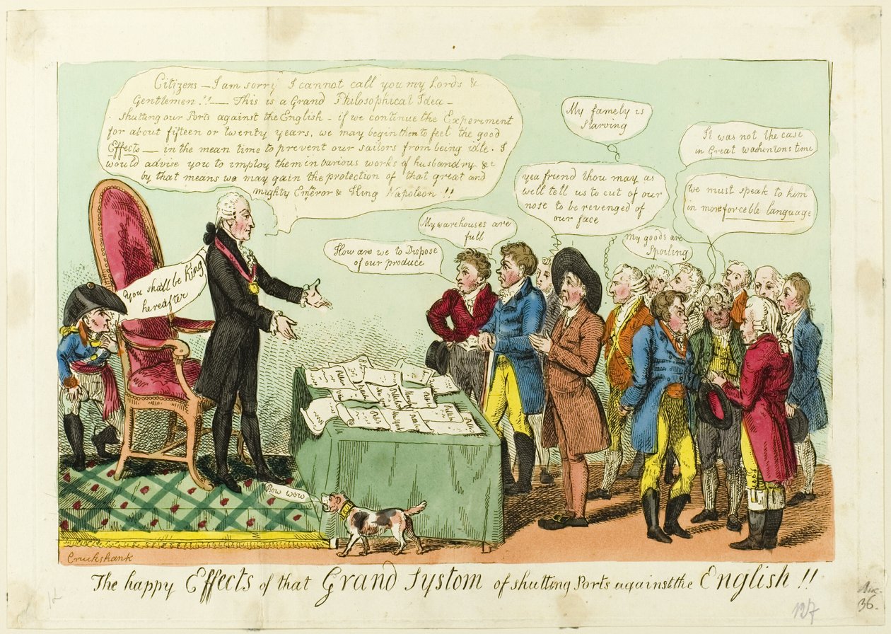 Az angolok elleni kikötők lezárásának nagyszerű rendszerének boldogító hatásai!!! alkotó: Isaac Cruikshank