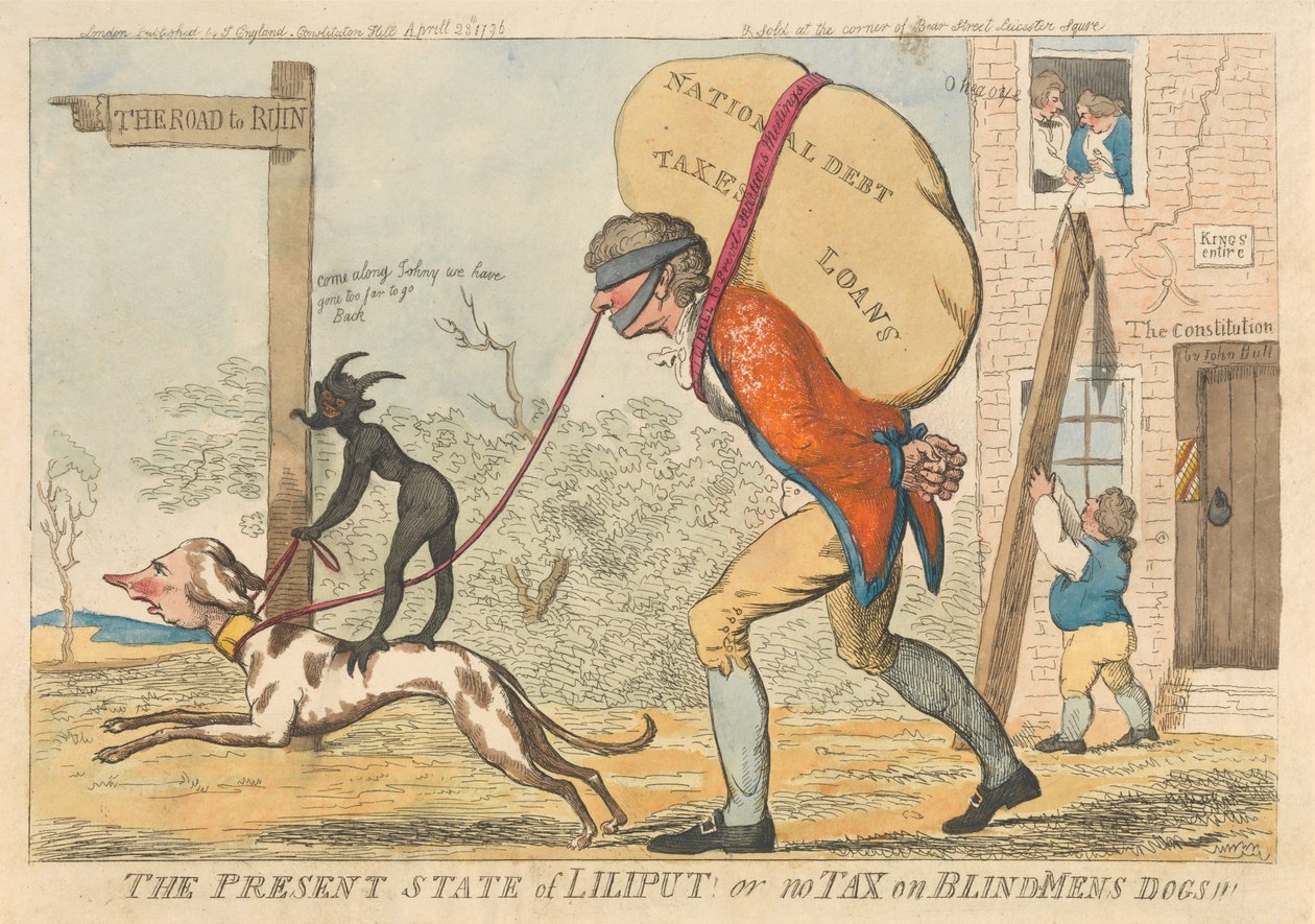 Der gegenwärtige Zustand von Liliput oder Keine Steuer auf Blindenhunde alkotó: Isaac Cruikshank