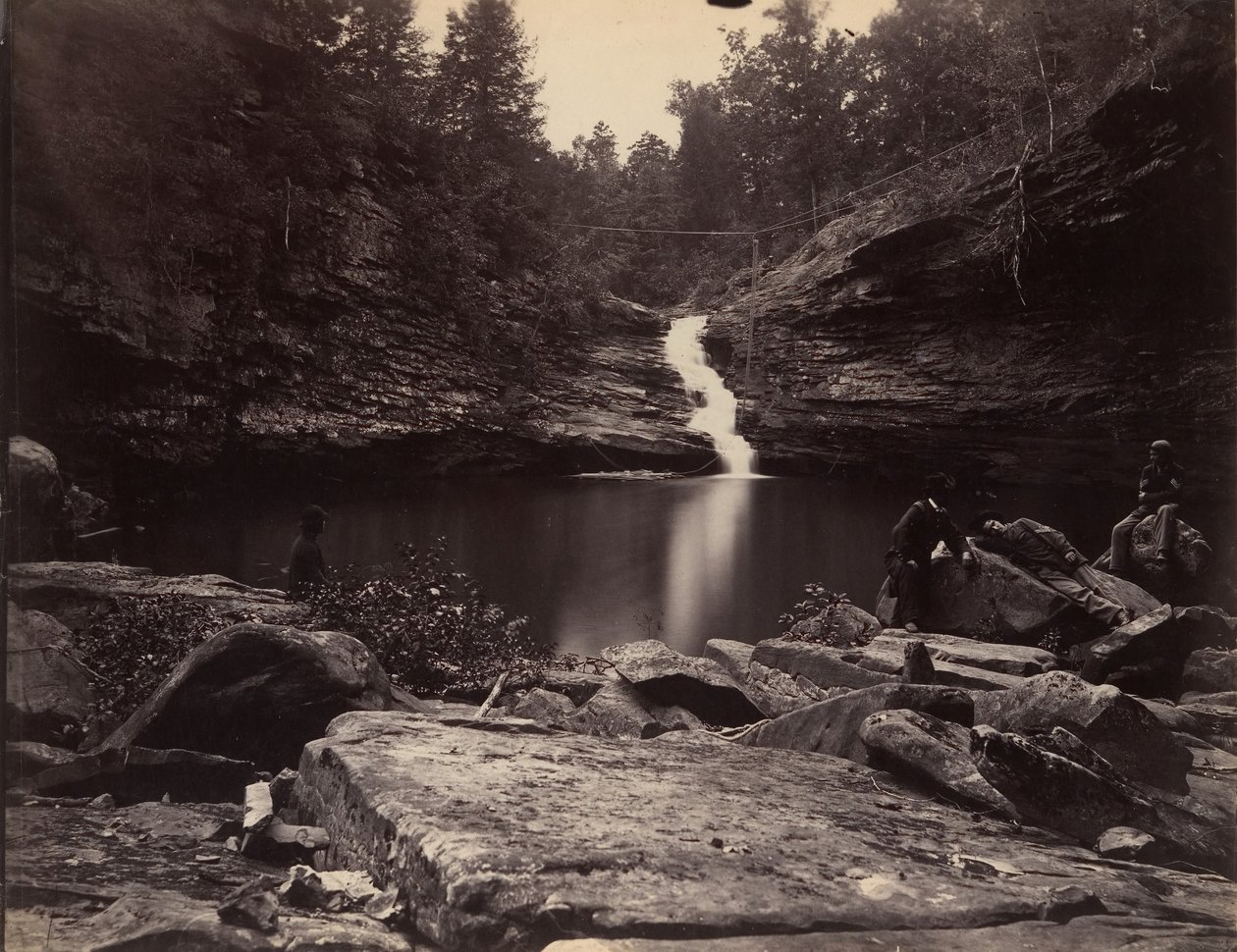 Lula-tó és Upper Falls a Rock Creeken, a Lookout Mountain közelében, Georgia államban, 1864-65. alkotó: Isaac H. Bonsall