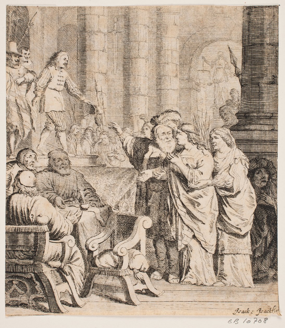 Kompozíció 17. századi viselet figurákkal alkotó: Isaac Isaacsz