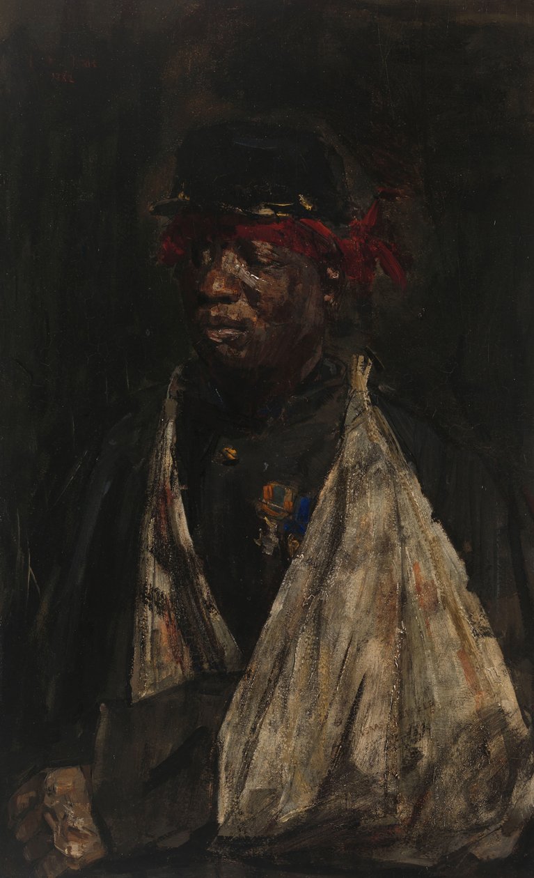 Egy sebesült KNIL katona portréja Kees Pop KNIL-katona portréja alkotó: Isaac Israels (signed by artist)