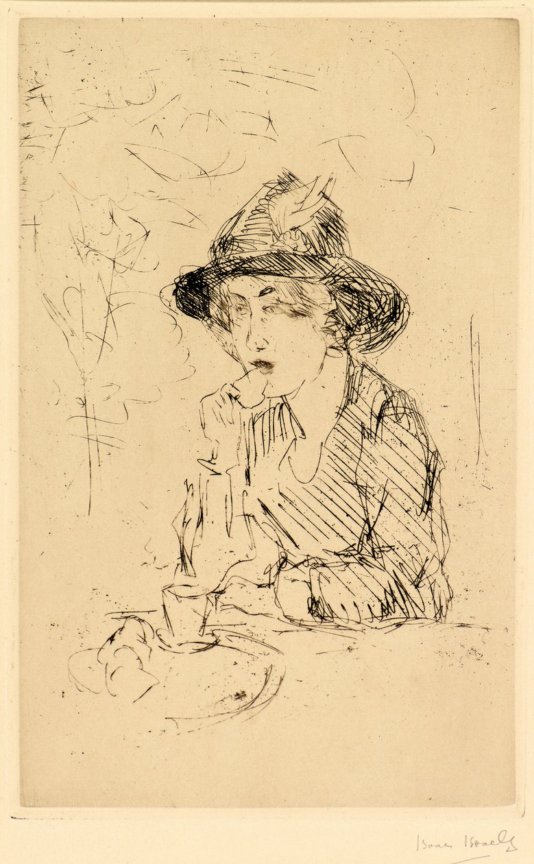 Dame aan ontbijttafel [Hölgy a reggelizőasztalnál] (rézkarc) alkotó: Isaac Israels