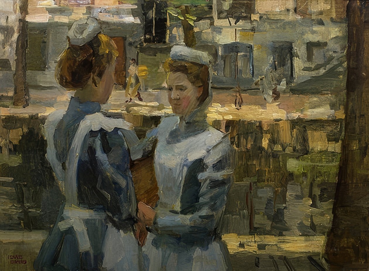 A szobalányok a Leidsegrachton alkotó: Isaac Israels