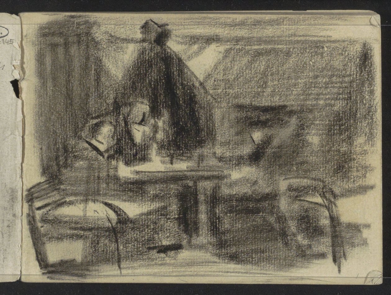 Figurák egy asztalnál egy belső térben alkotó: Isaac Israels