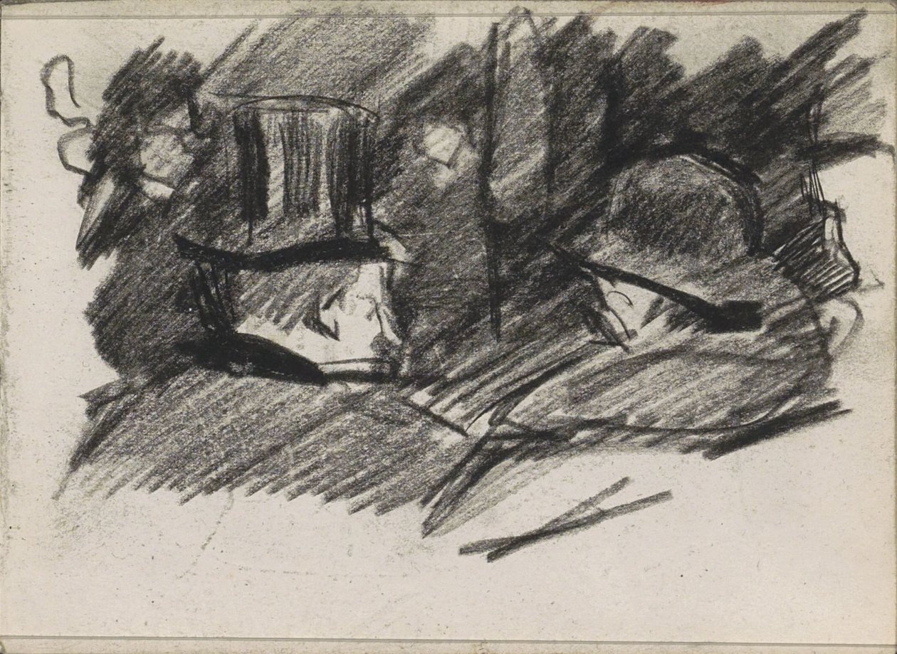Férfi és nő kalapban, hátulról nézve alkotó: Isaac Israels