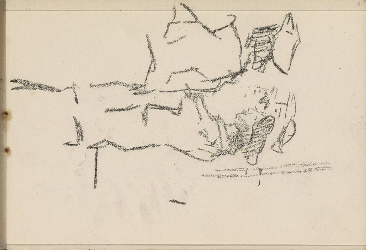 Négy figura fejfedővel, profilban alkotó: Isaac Israels