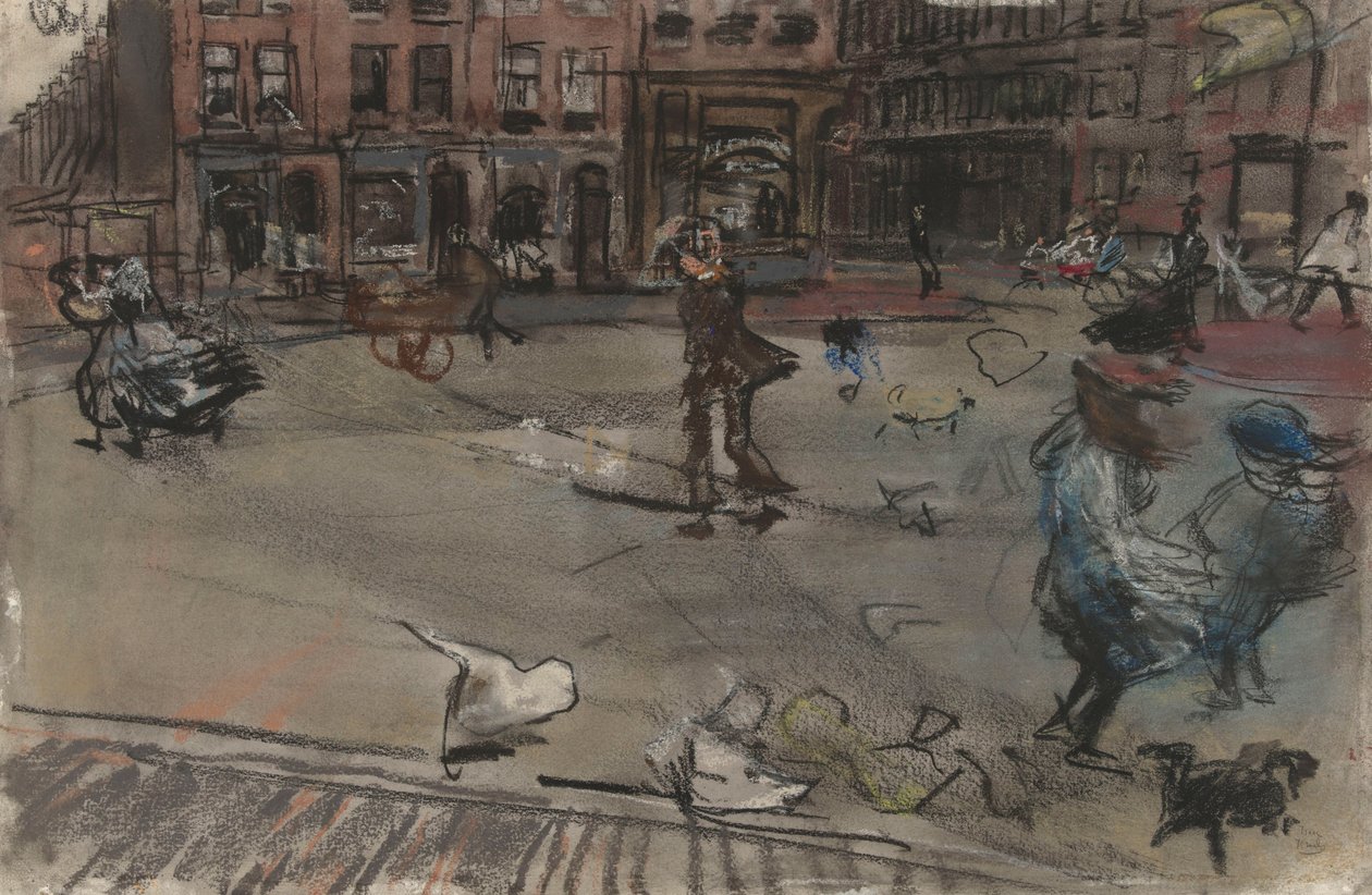 Szélroham az amszterdami Dapperplein-en alkotó: Isaac Israels