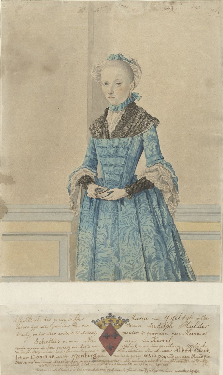 Maria van IJsseldijk portréja, álló térddarab alkotó: Isaac Lodewijk la Fargue van Nieuwland