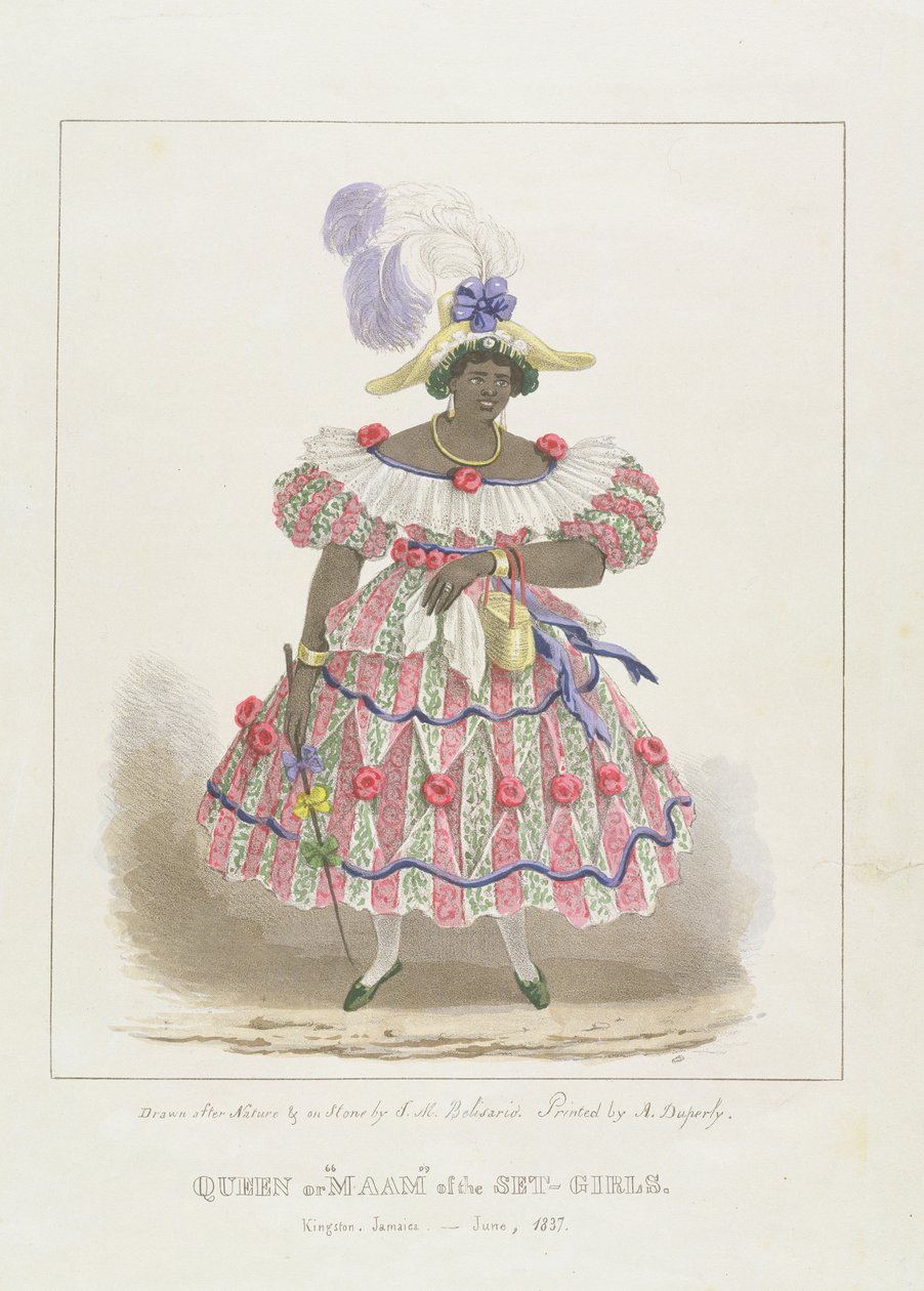 A díszletlányok királynője vagy „Maam”, 1. tábla a „Sketches of Character...”-ből, 1838 (színes litó) alkotó: Isaac Mendes Belisario