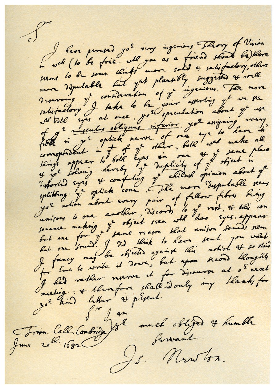 Sir Isac Newton levele William Briggsnek 1682. június 20-án. alkotó: Isaac Newton