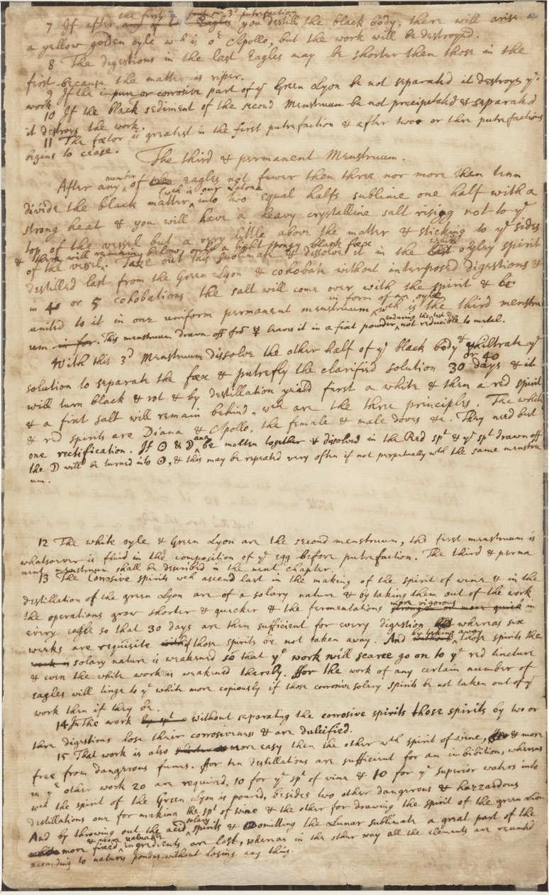 The Hunting of the Green Lyon, verso, 1700 körül alkotó: Isaac Newton