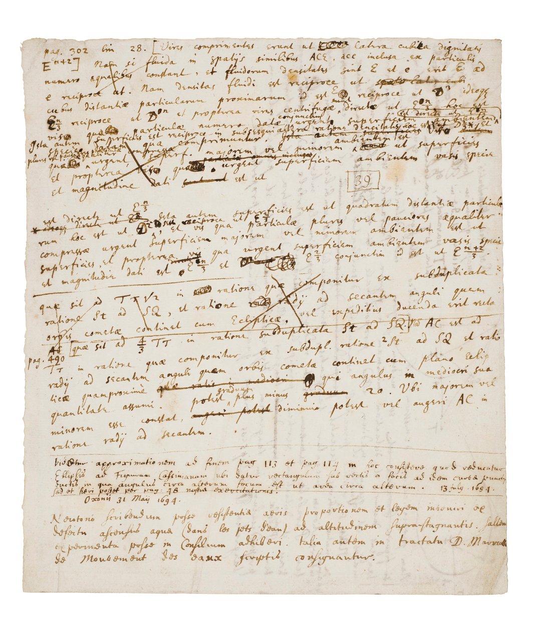 A Principia Mathematica két oldalas átdolgozása alkotó: Isaac Newton