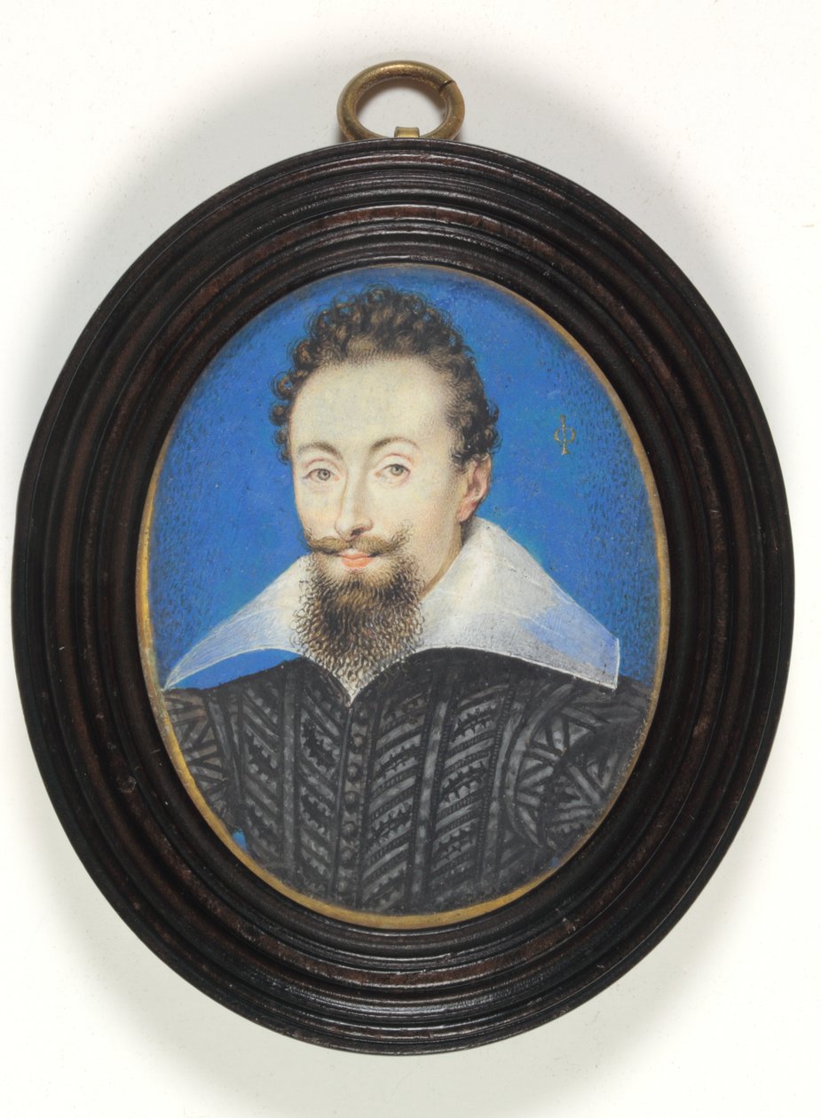 Ismeretlen úriember fekete ruhában, fehér gallérral (akvarell pergamen) alkotó: Isaac Oliver