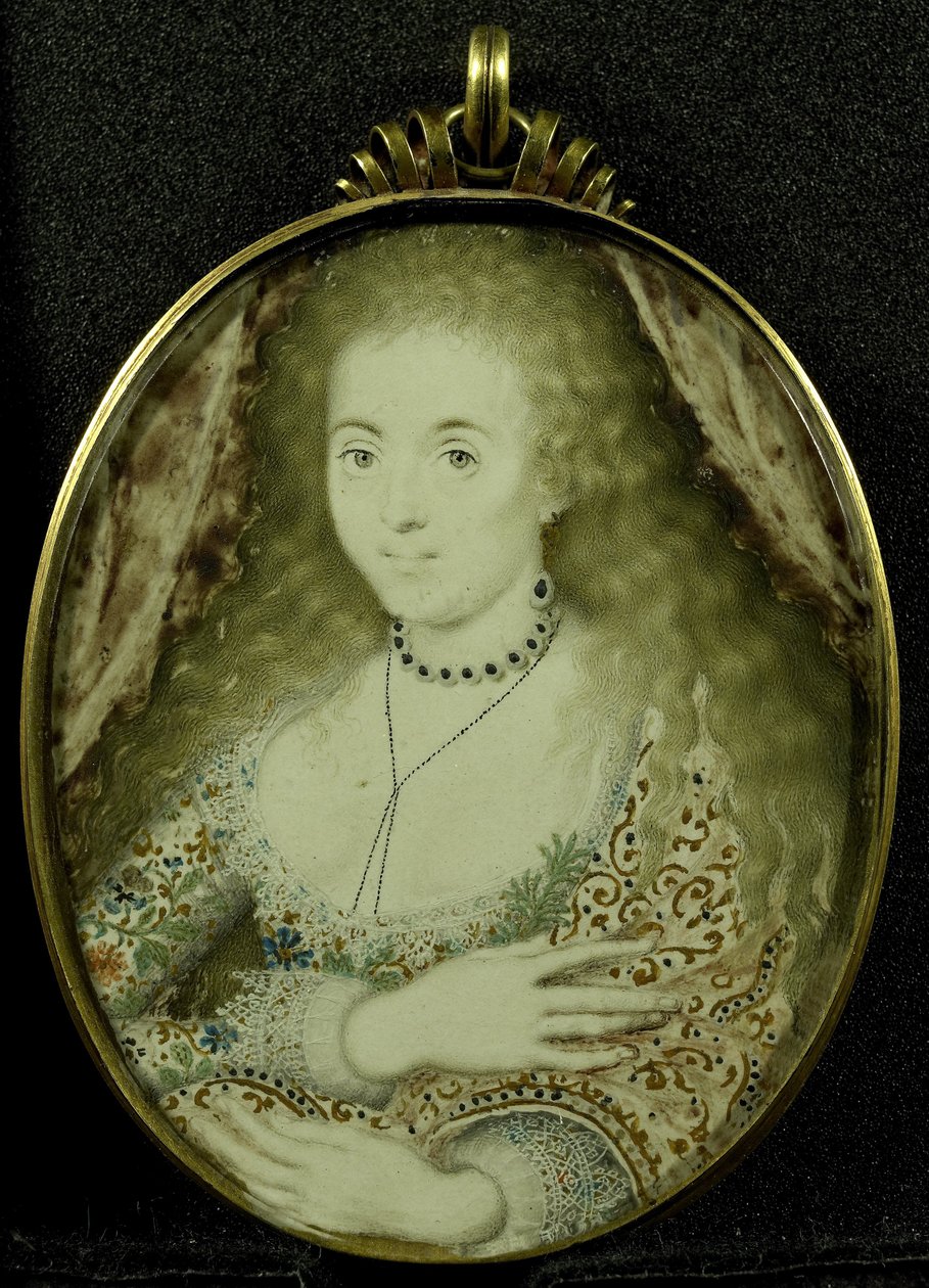 Arabella Stuart, 1590-1615 körül (pergamen, arany és üveg) alkotó: Isaac Oliver