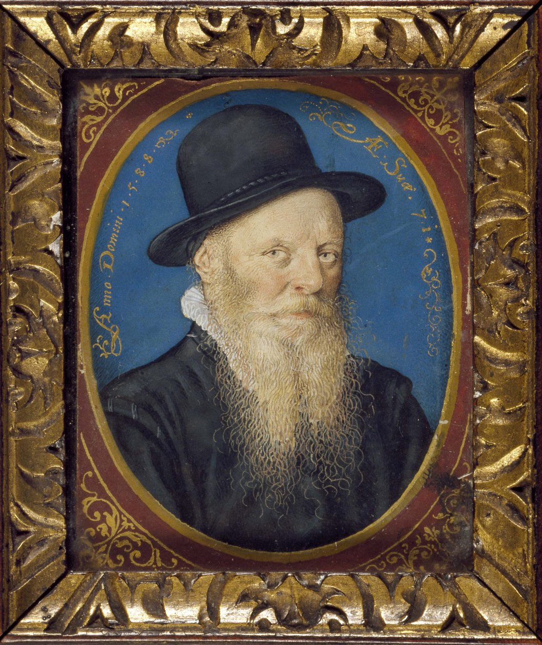 Idős férfi fekete kalapban, 1588 (olaj, karton) alkotó: Isaac Oliver
