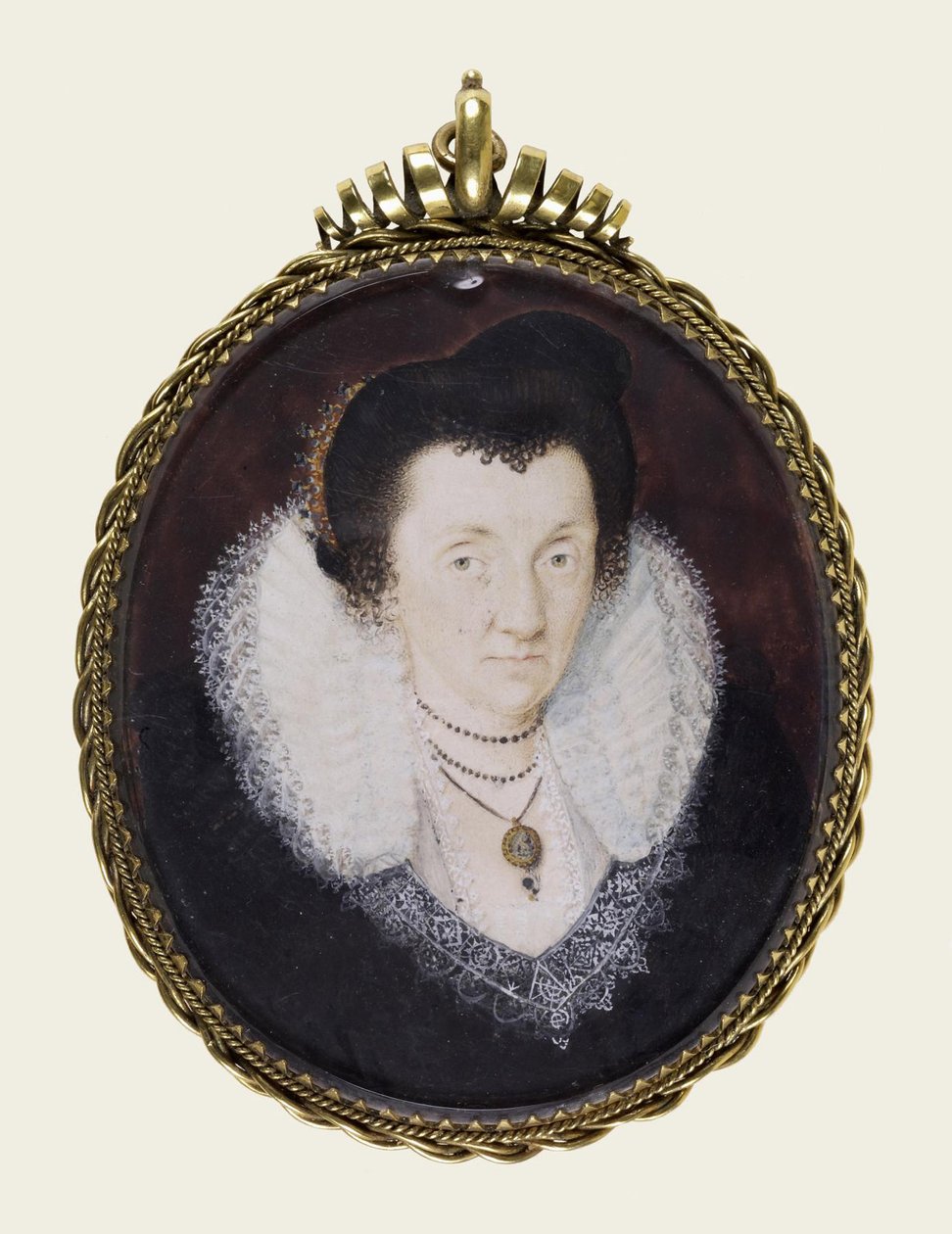 Lady Anne Bacon, 1600 körül (átlátszatlan akvarell és aranyozás pergamen) alkotó: Isaac Oliver
