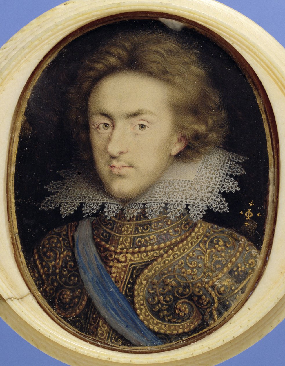 Henrik (1594-1612) walesi herceg miniatűr portréja (akvarell, pergamen) alkotó: Isaac Oliver