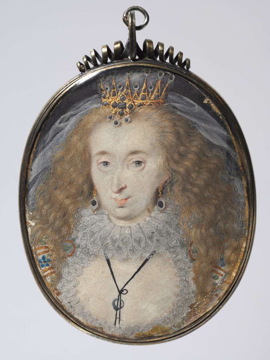 Lucy Russell, Bedford grófnőjének portréja, 1608-1616 körül (akvarell hártyán arannyal és ezüsttel, ezüst aranyozott keretben) alkotó: Isaac Oliver