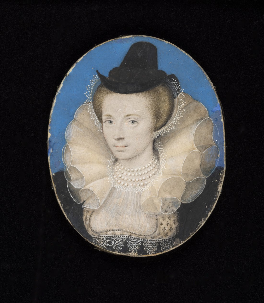 Ismeretlen hölgy, 1595-1600 körül (akvarell pergamenre, kártyára rakva) alkotó: Isaac Oliver