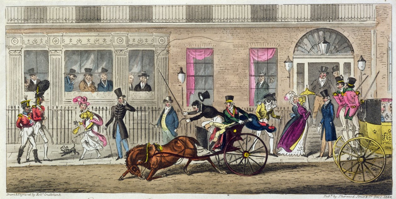 A Halászcsarnok külseje, szabályos törés, 1824 (aquatinta) alkotó: Isaac Robert Cruikshank