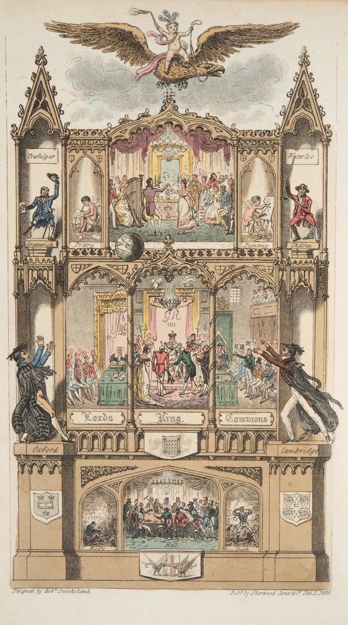 Frontispiece, az angol kémből, kocsma. 1824 (kézzel színezett metszet) alkotó: Isaac Robert Cruikshank