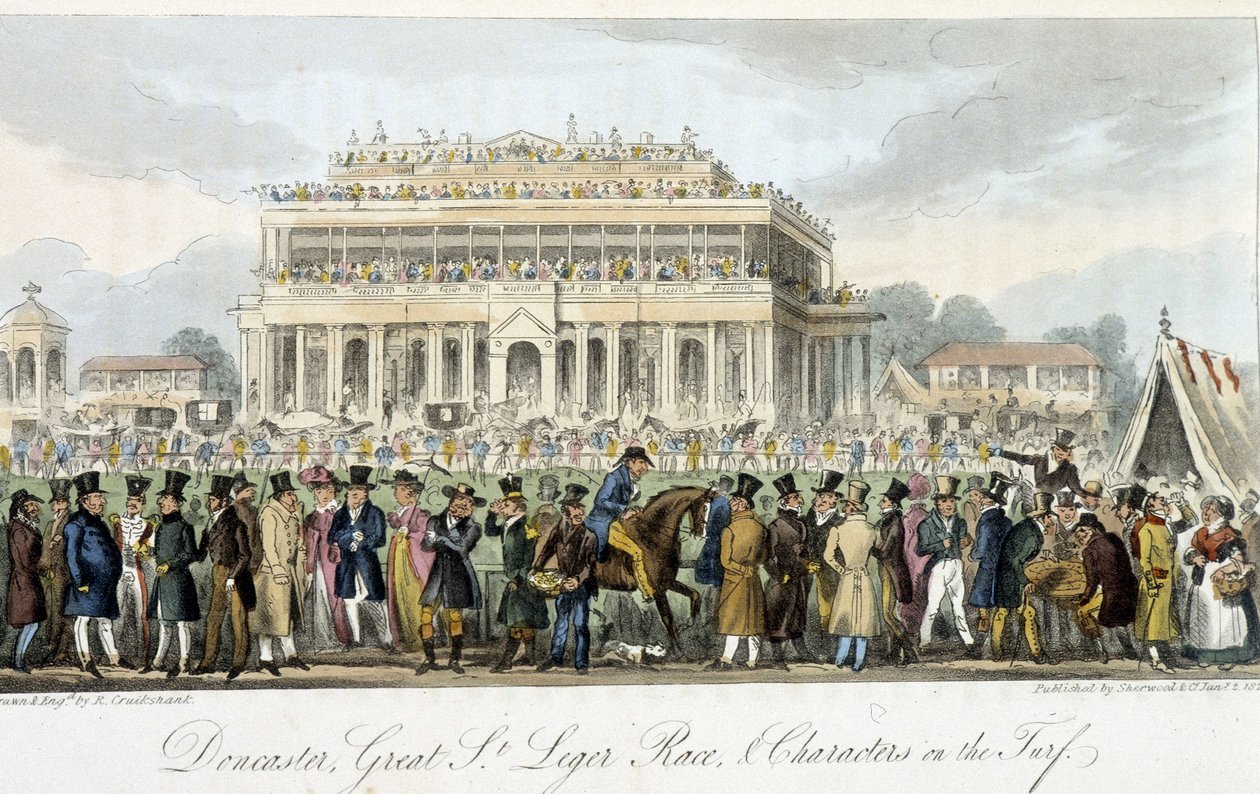 Le prix Saint Léger à Doncaster (les courses) - Charles Molloy Westmacott „” Az angol kém” című művében, ill. írta: Robert Cruikshank, London alkotó: Isaac Robert Cruikshank
