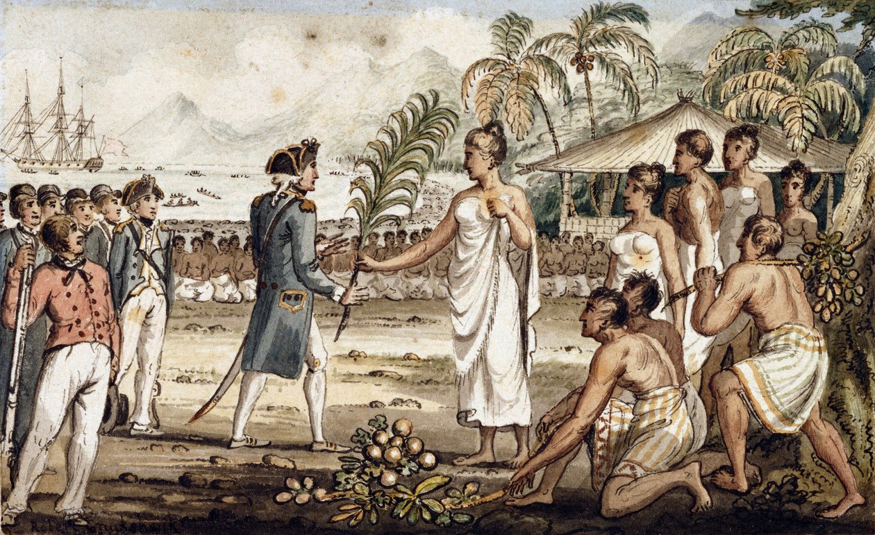 Oatehite, illusztráció a "Cook kapitány utazásaiból" alkotó: Isaac Robert Cruikshank