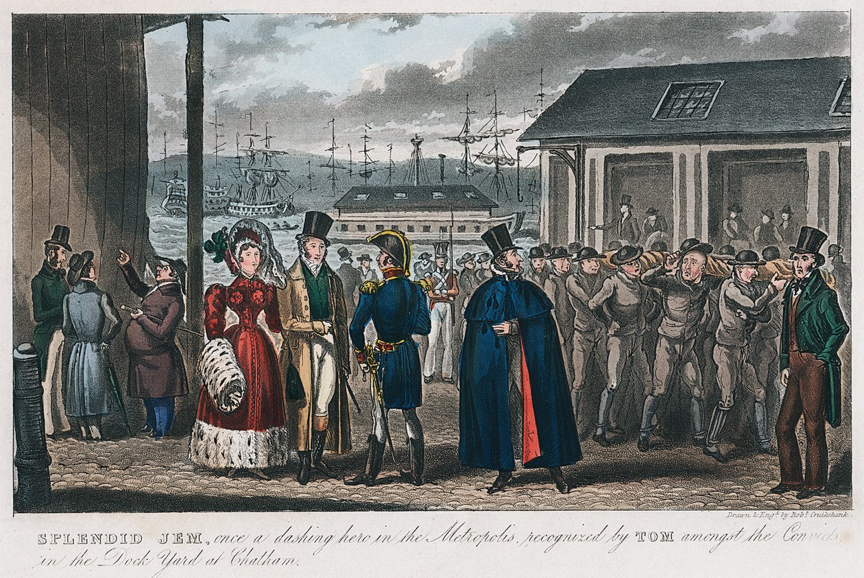 Csodálatos Jem az 1821-es Chatham-i Naval Dock Yard elítéltek között alkotó: Isaac Robert Cruikshank