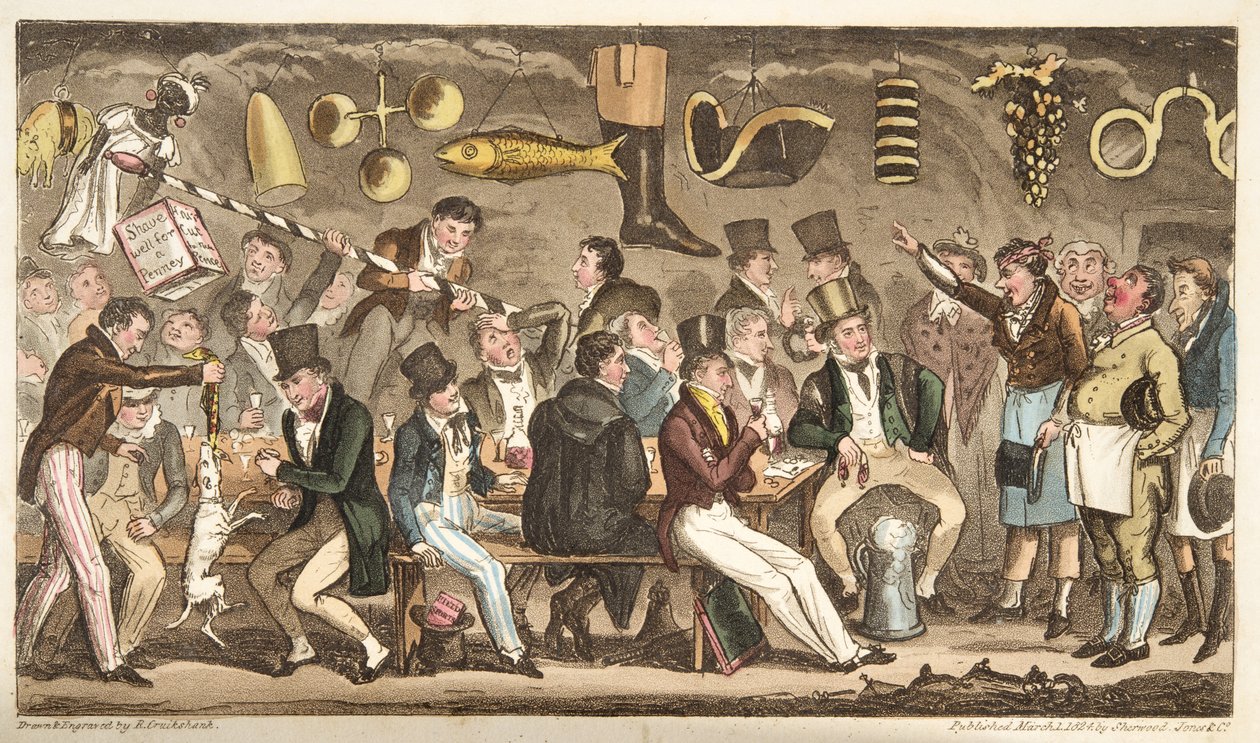 Az Oppidans Múzeum, vagy Eton Court of Claims at the Christopher, Az angol kémből, 1824-ben Londonban alkotó: Isaac Robert Cruikshank