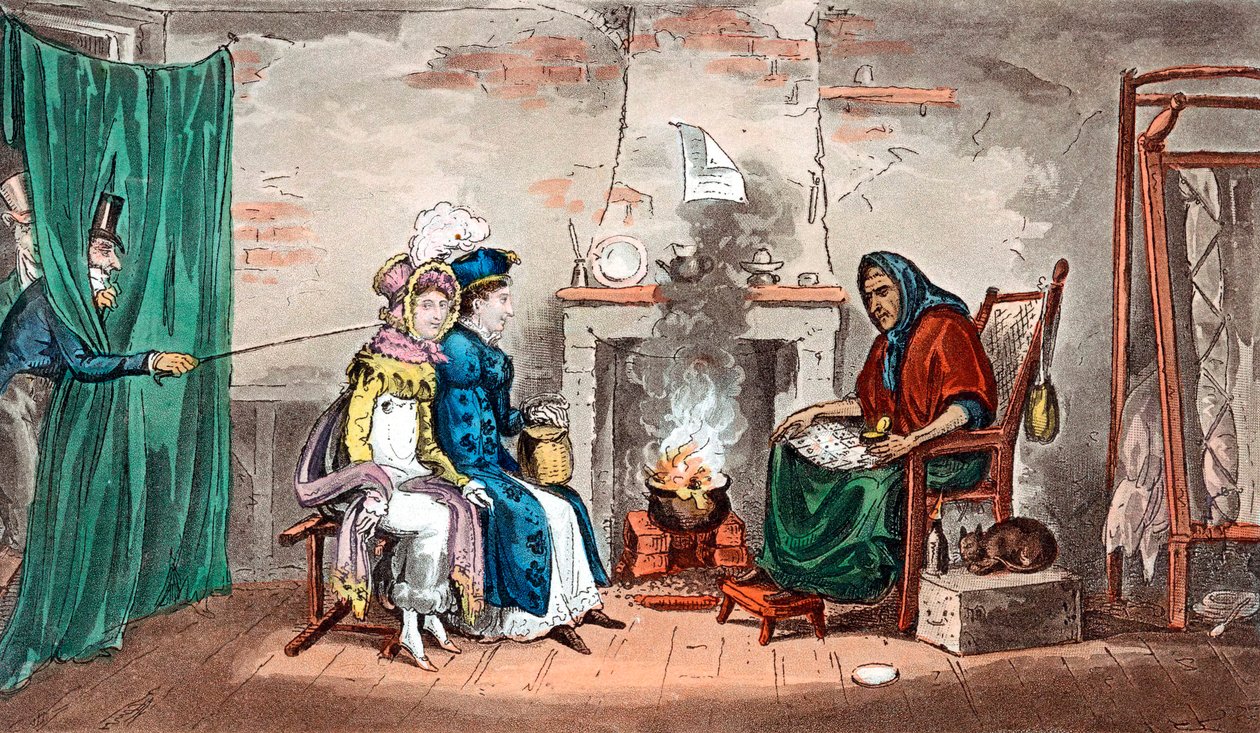 Látogatás egy jósnál, 19. század eleje alkotó: Isaac, Robert and George Cruikshank