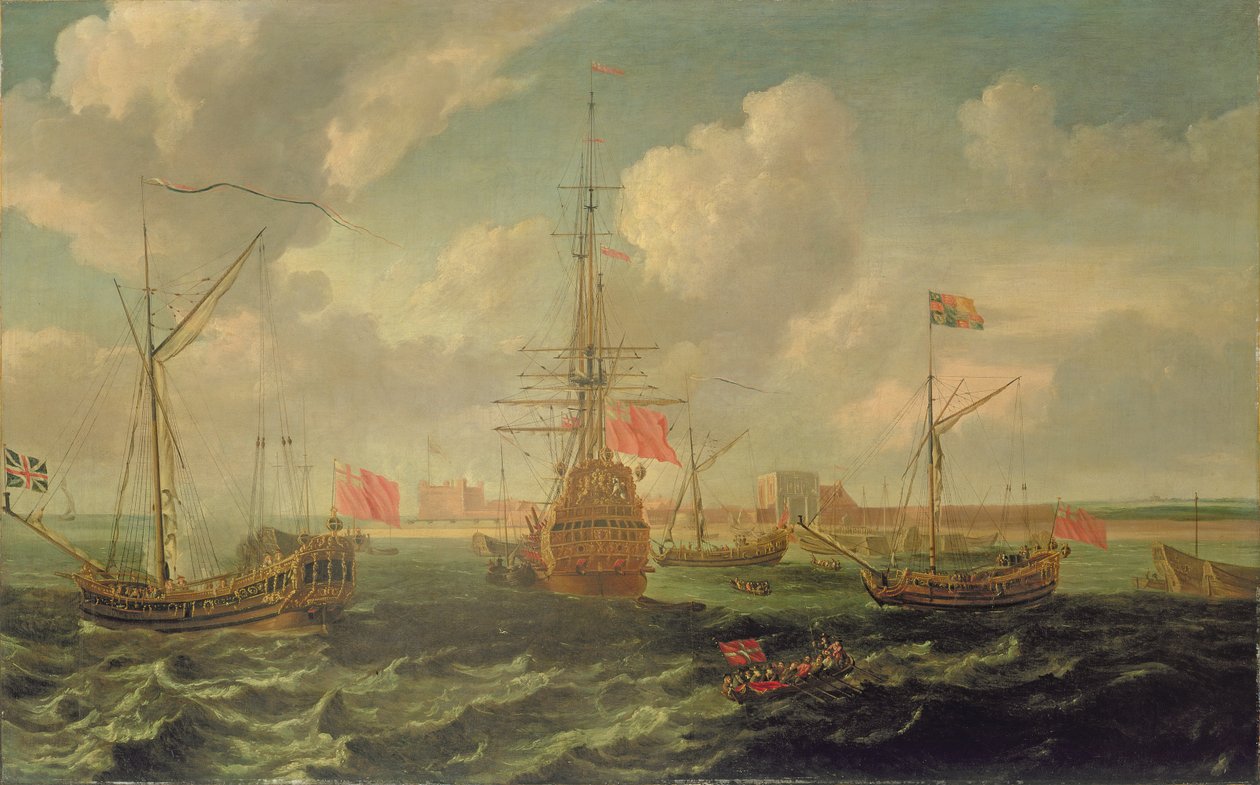 A királyi jacht Sheernessnél, 1680 körül (olaj, vászon) alkotó: Isaac Sailmaker