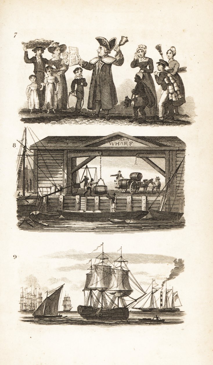 A Bellman, egy London Wharf és Coal-hajó és szénuszály alkotó: Isaac Taylor