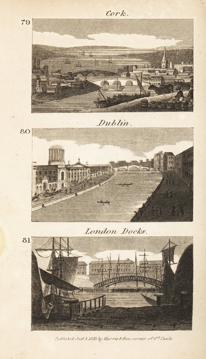 Kereskedelem a Regency Írországban és Angliában: Cork, Dublin és London Docks alkotó: Isaac Taylor