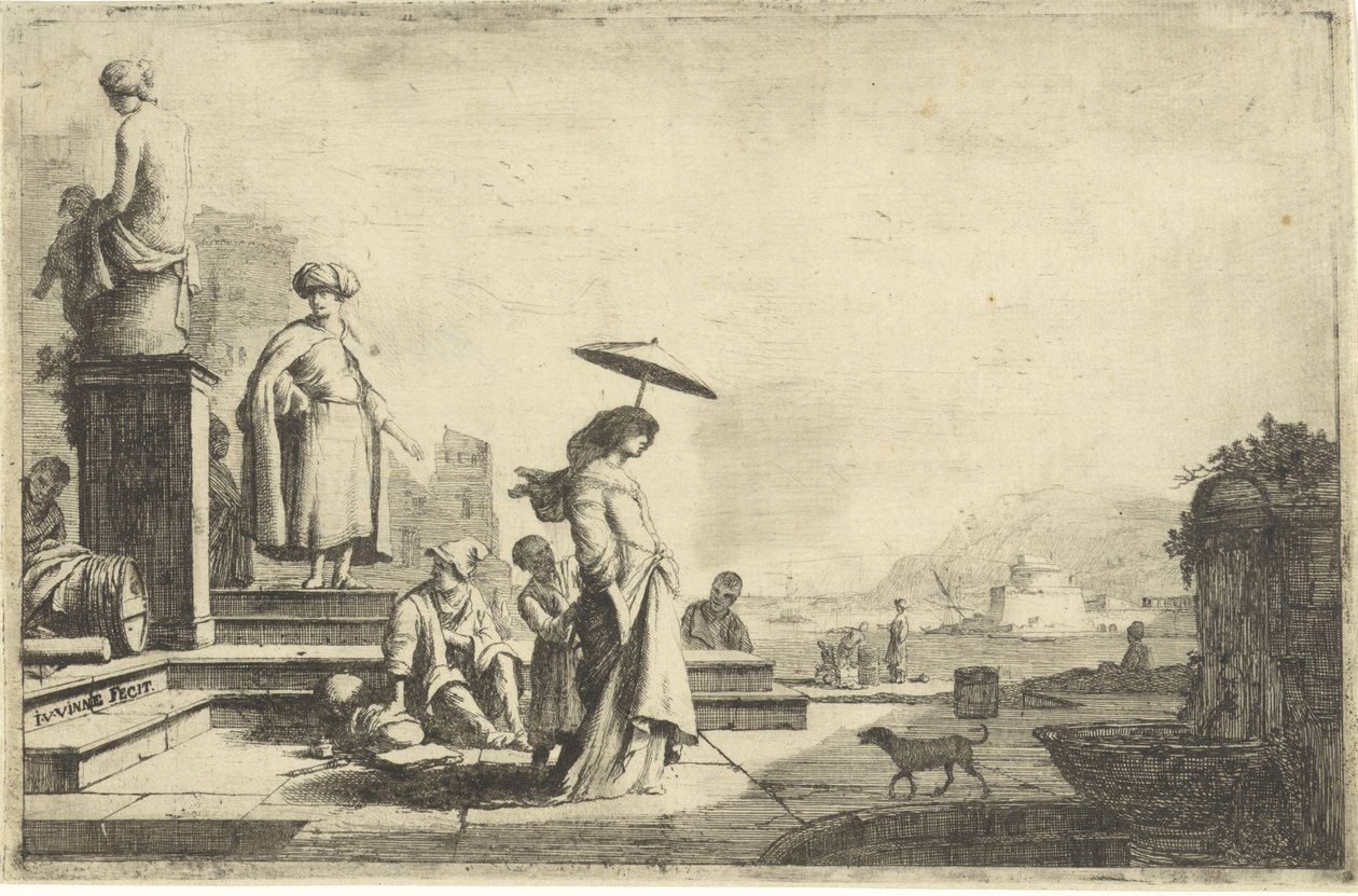 Kilátás a mediterrán kikötőre alkotó: Isaac Vincentsz. van der Vinne