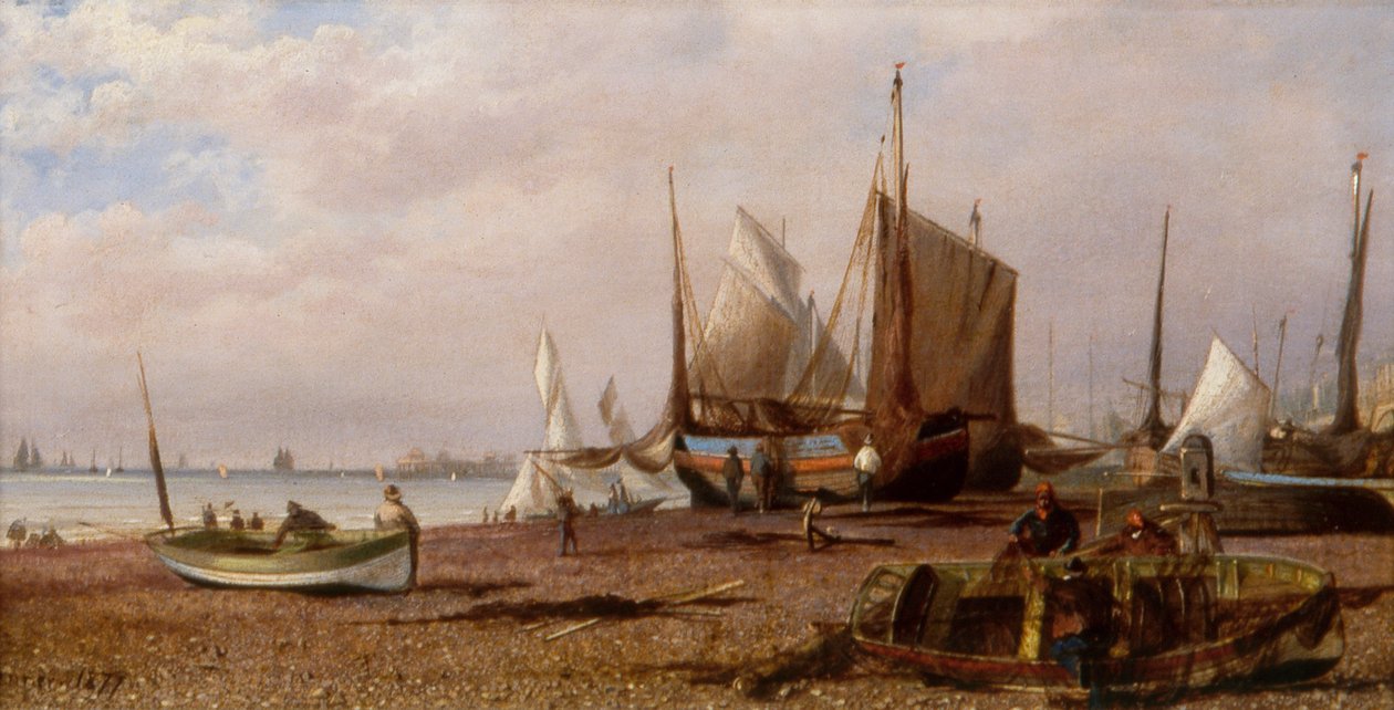 Brighton Beach halászhajókkal alkotó: Isaac Walter Jenner