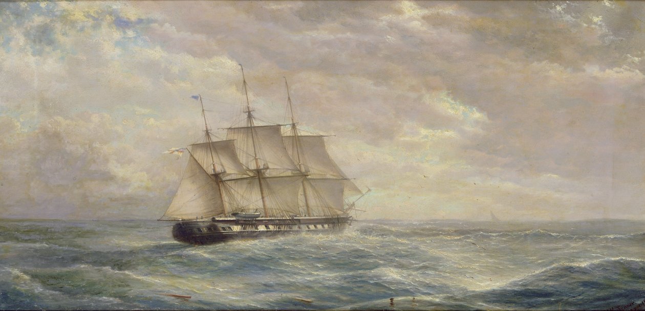 Brit hajó a nyílt tengeren, 1876 alkotó: Isaac Walter Jenner
