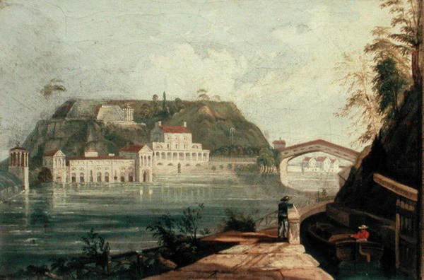 Fairmount vízmű, W. H. Bartlett 1835 körüli metszete után (olaj, vászon) alkotó: Isaac Williams