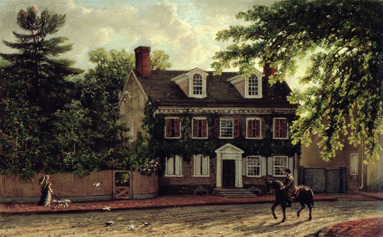 Washingtoni rezidencia Germantownban, 1880 körül (olaj, malomdeszka) alkotó: Isaac Williams