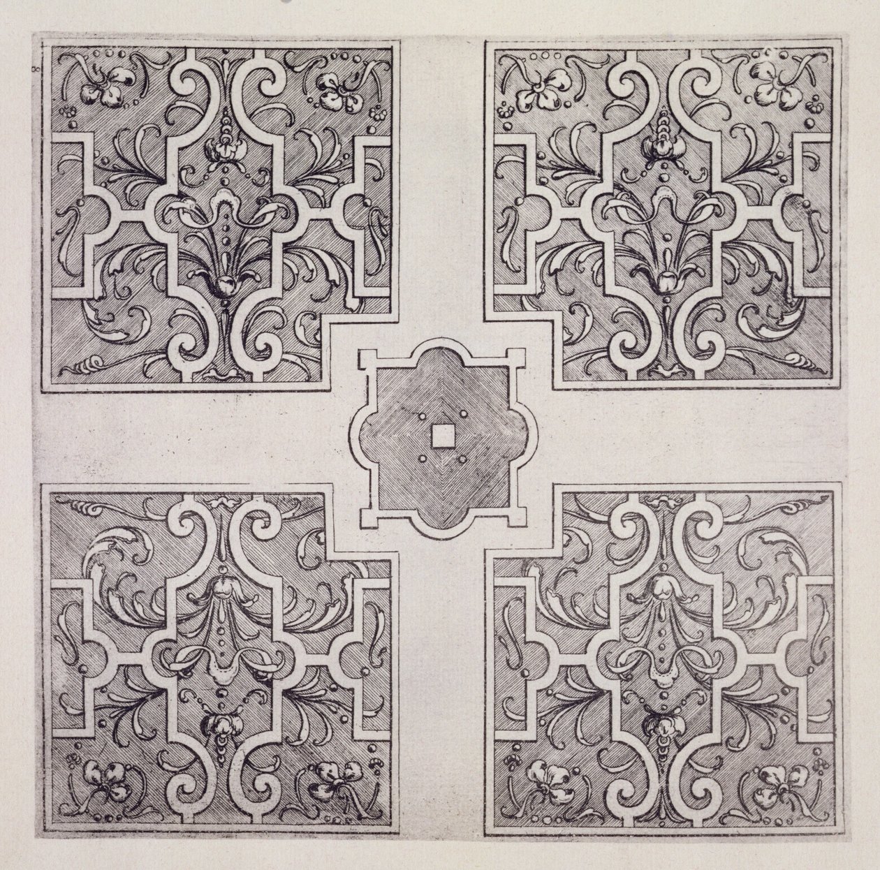 Parterre-tervek a "The Gardens of Wilton"-ból, megjelent 1645 körül (metszet) alkotó: Isaac de Caus