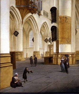Kilátás a haarlemi St. Bavo templom déli folyosójára alkotó: Isaac van Nickele