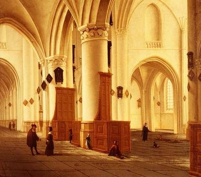 Kilátás a St. Bavo templom északi és déli folyosójára, Haarlemben alkotó: Isaac van Nickele