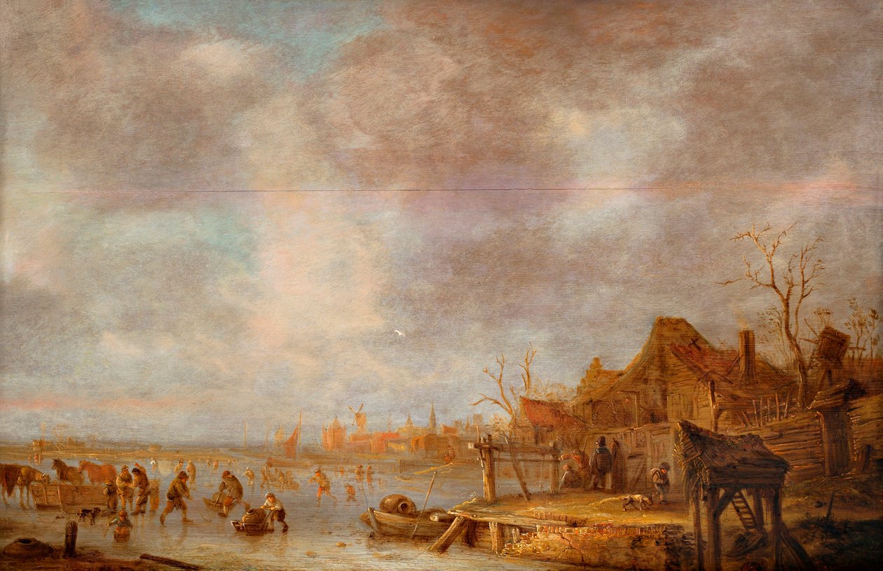 Egy téli nap Haarlemen kívül, 1638 és 1640 között. alkotó: Isaac van . Ostade