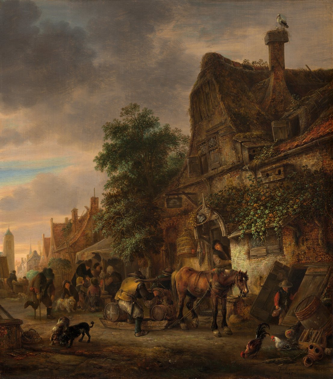 Munkások egy fogadó előtt, 1645. alkotó: Isaac van Ostade