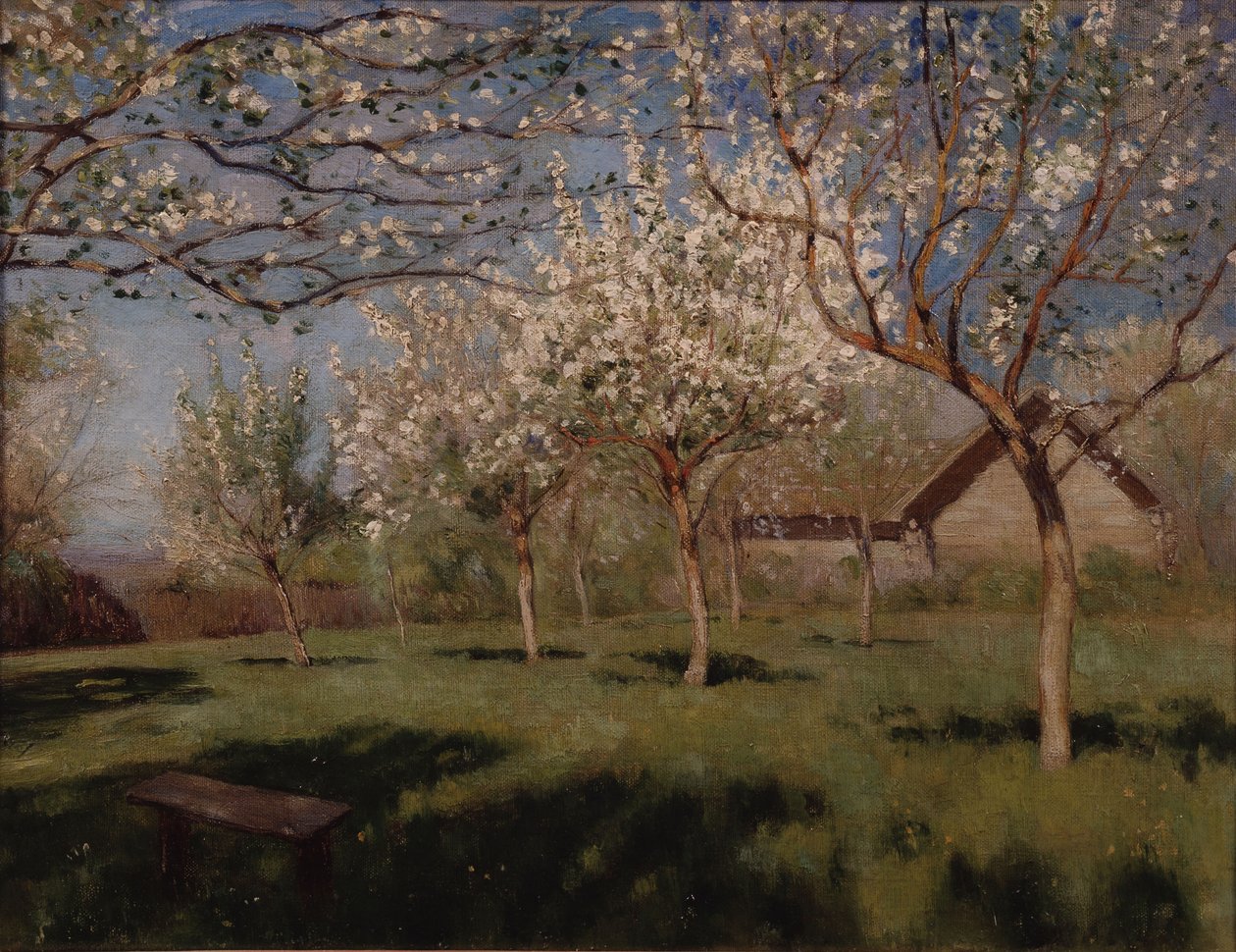 Virágzó almafák alkotó: Isaak Ilyich Levitan