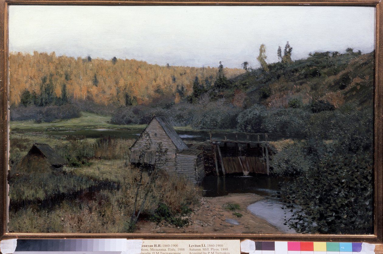 Esik. Malom. Plios (Oroszország) (Ősz. Mill. Plyos). Izsák (Izsák) Iljics Levitan (1860-1900) festménye, olaj, vászon alkotó: Isaak Ilyich Levitan